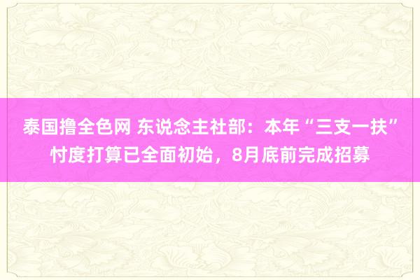 泰国撸全色网 东说念主社部：本年“三支一扶”忖度打算已全面初始，8月底前完成招募