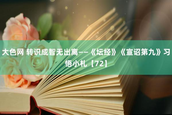 大色网 转识成智无出离——《坛经》《宣诏第九》习悟小札【72】