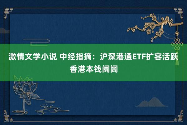 激情文学小说 中经指摘：沪深港通ETF扩容活跃香港本钱阛阓