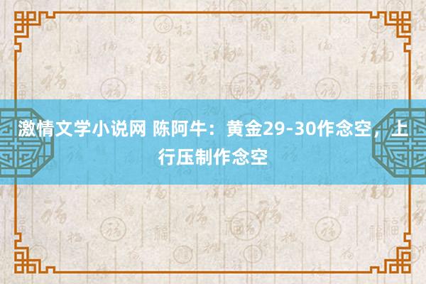 激情文学小说网 陈阿牛：黄金29-30作念空，上行压制作念空