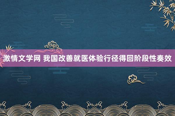 激情文学网 我国改善就医体验行径得回阶段性奏效