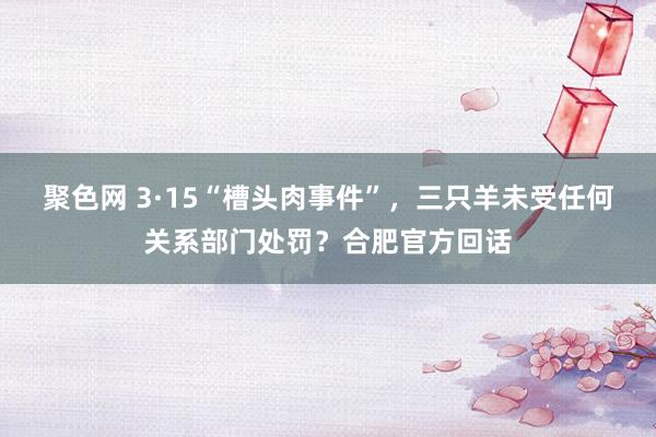 聚色网 3·15“槽头肉事件”，三只羊未受任何关系部门处罚？合肥官方回话