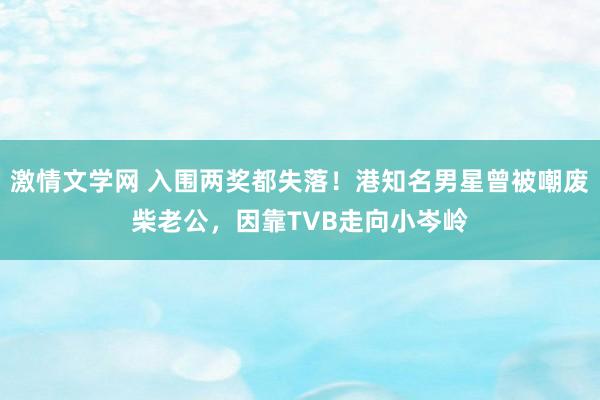 激情文学网 入围两奖都失落！港知名男星曾被嘲废柴老公，因靠TVB走向小岑岭